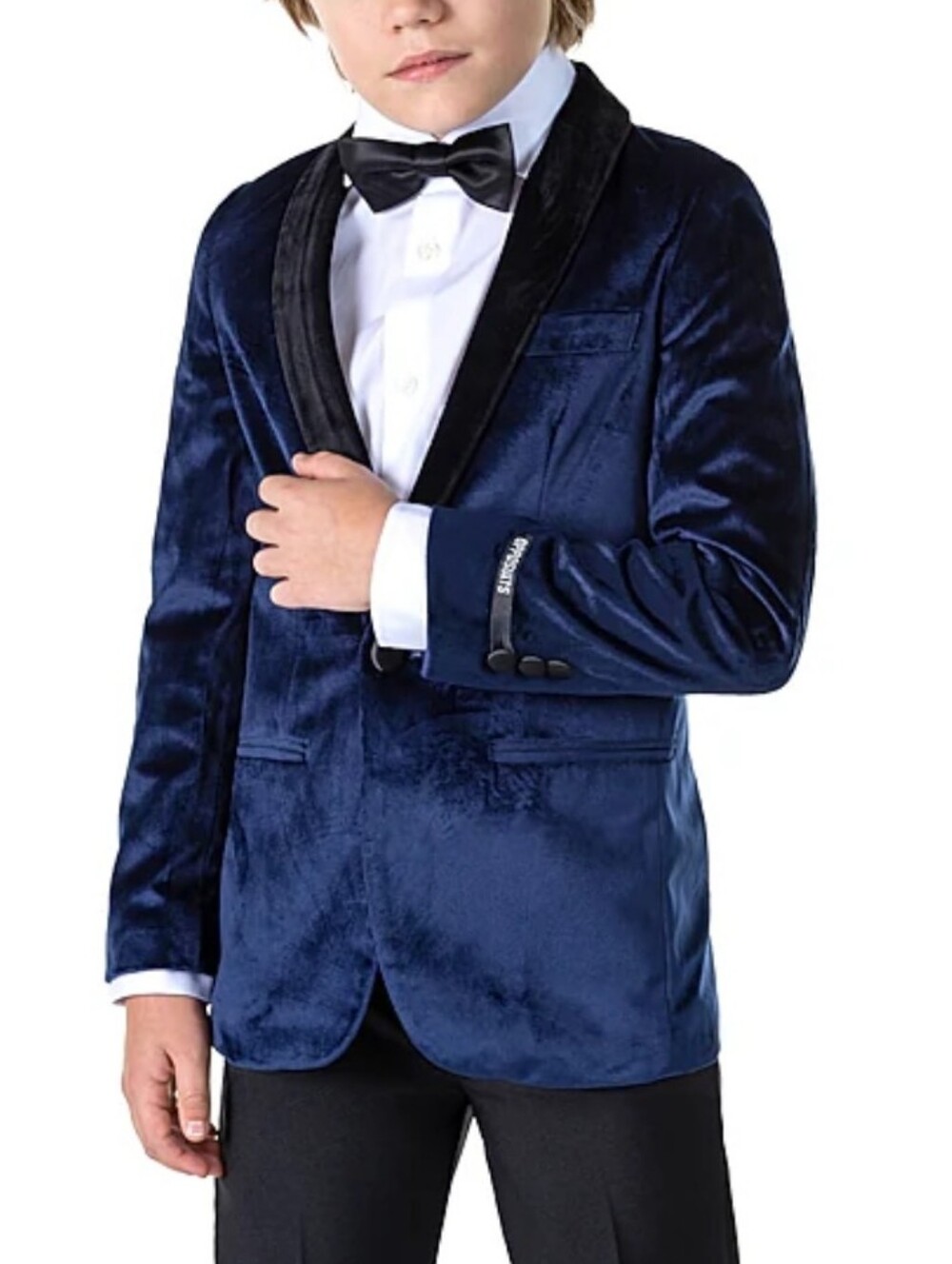 Opposuits Boys Slim Fit Velvet Suit Jacket Blue